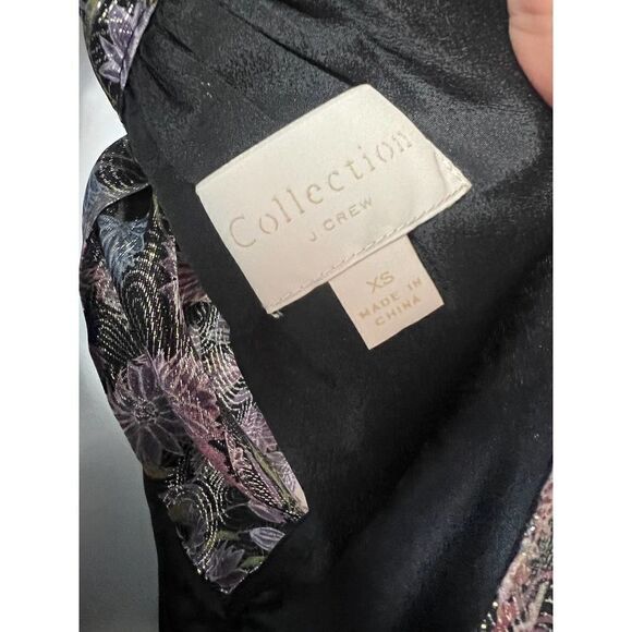 J. Crew Collection Tie-Neck Shimmering Floral Jacquard Top Sz. XS - Picture 7 of 7